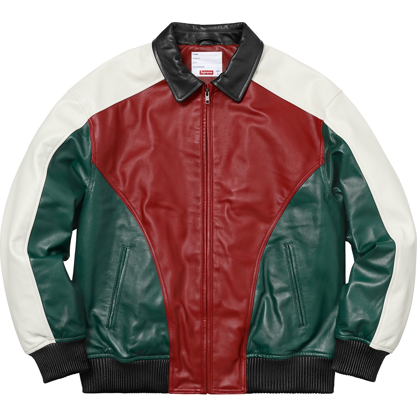 Studded Arc Logo Leather Jacket view 4